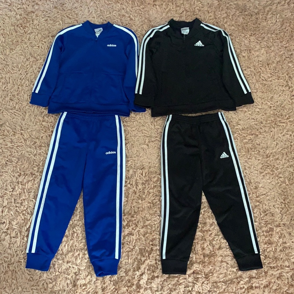 Pair of Kids Adidas Tracksuits - Black & Blue